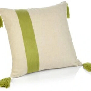 ZODAX Throw Accent Pillow Positano Embroidered with Tassels - New - Green